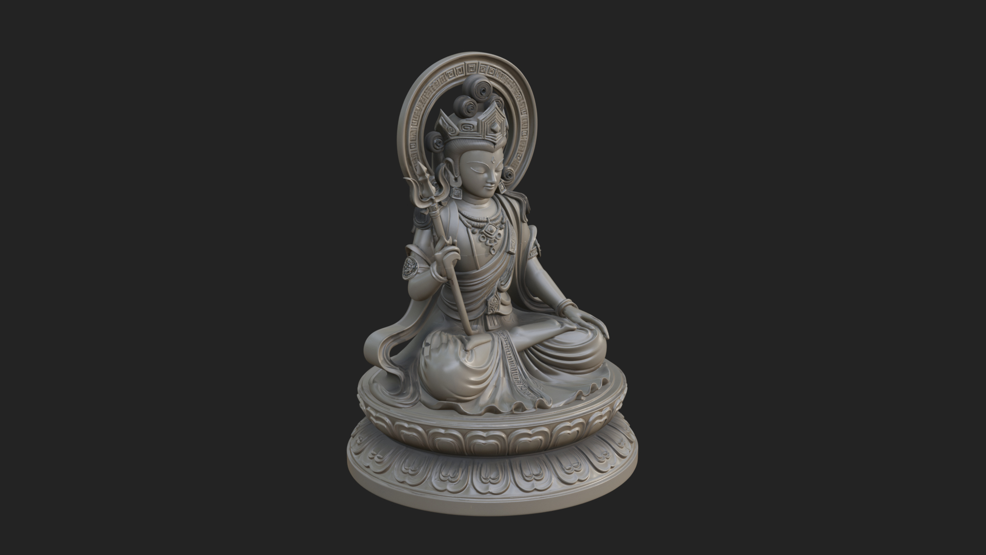 Crowned Bodhisattva Statue Design 17 3D Print Model 3D Model