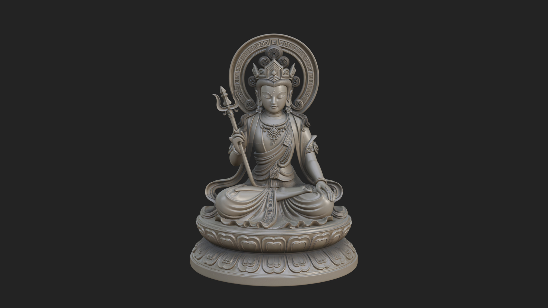 Crowned Bodhisattva Statue Design 17 3D Print Model 3D Model