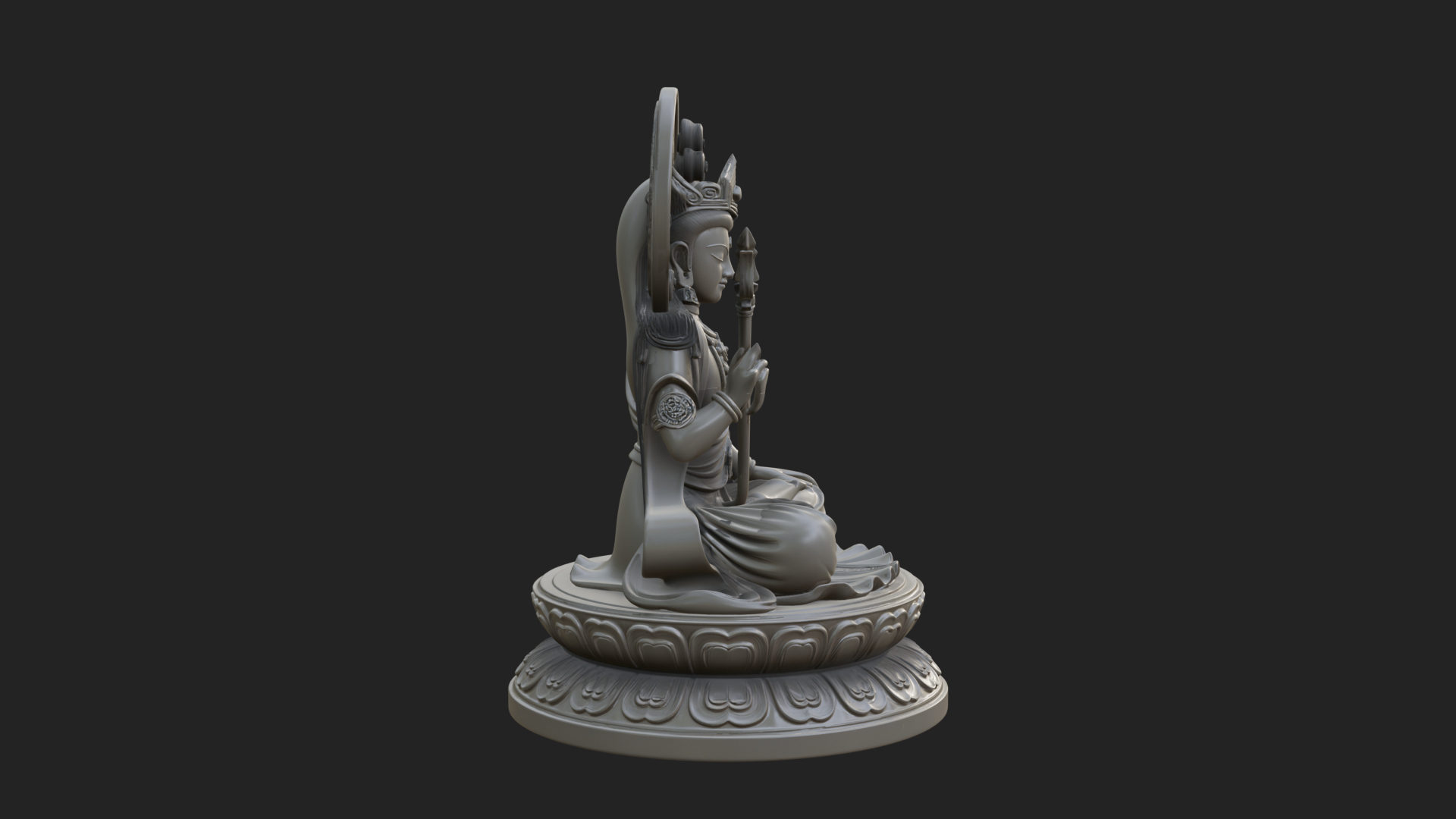 Crowned Bodhisattva Statue Design 17 3D Print Model 3D Model