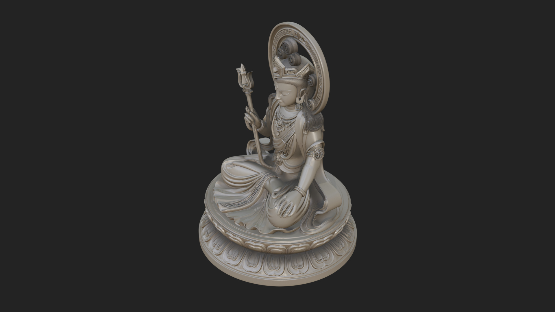 Crowned Bodhisattva Statue Design 17 3D Print Model 3D Model