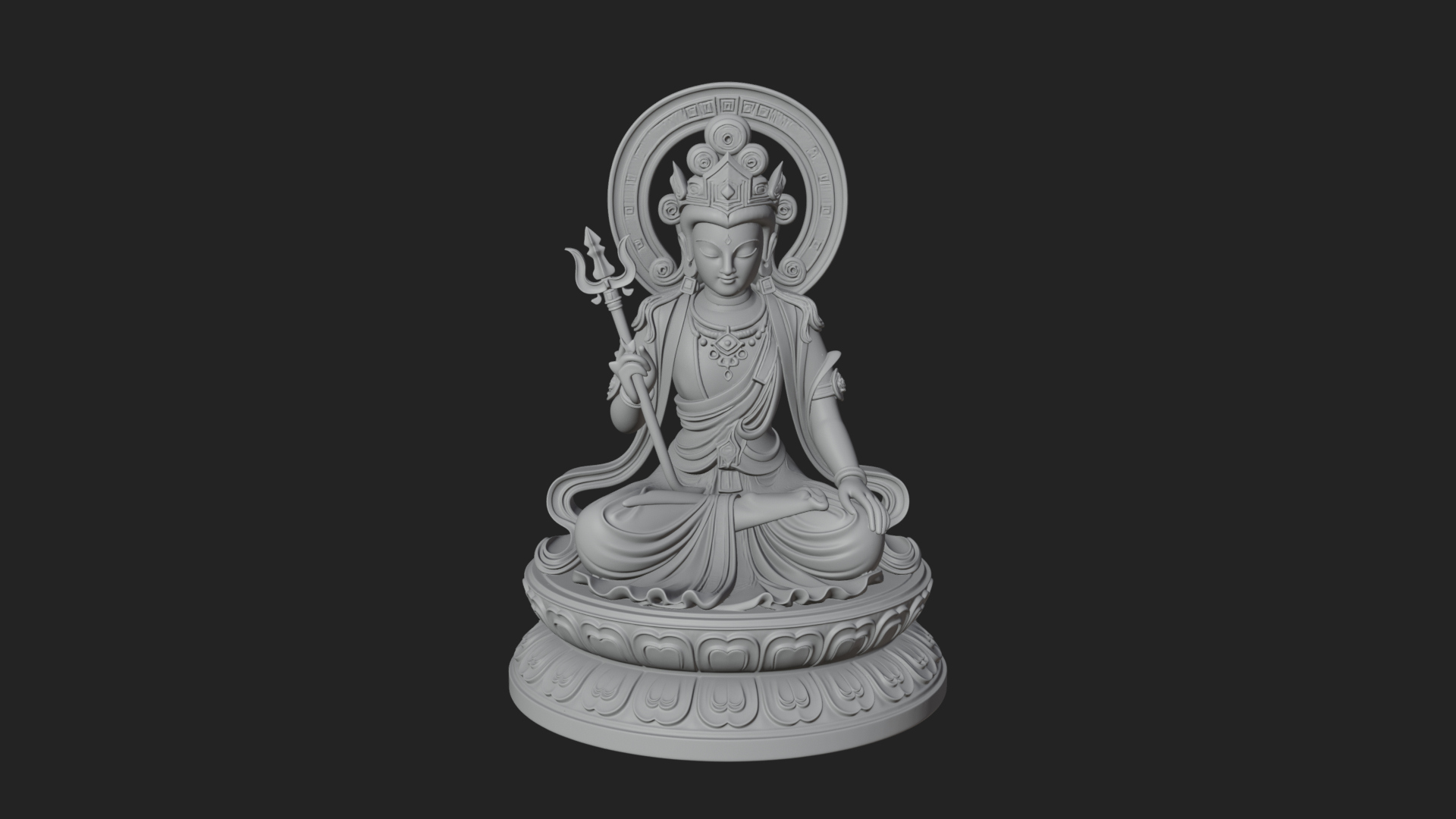 Crowned Bodhisattva Statue Design 17 3D Print Model 3D Model