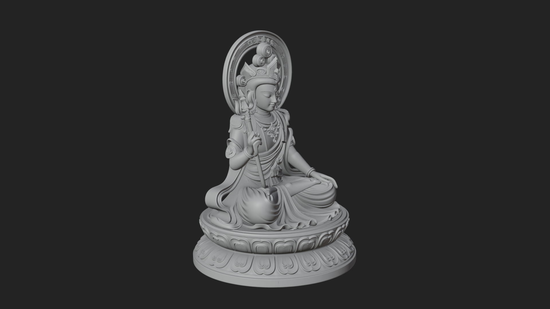 Crowned Bodhisattva Statue Design 17 3D Print Model 3D Model