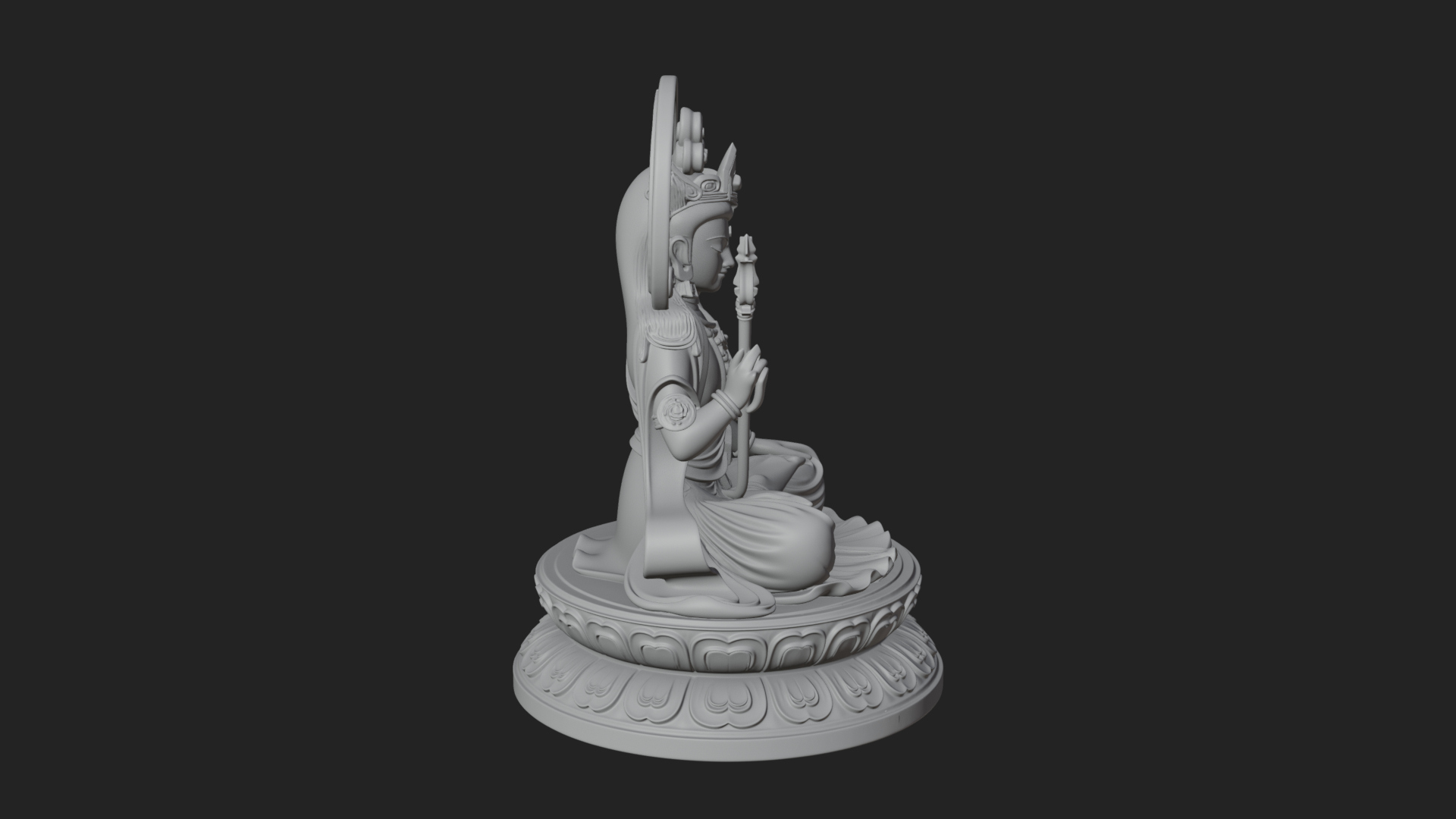 Crowned Bodhisattva Statue Design 17 3D Print Model 3D Model