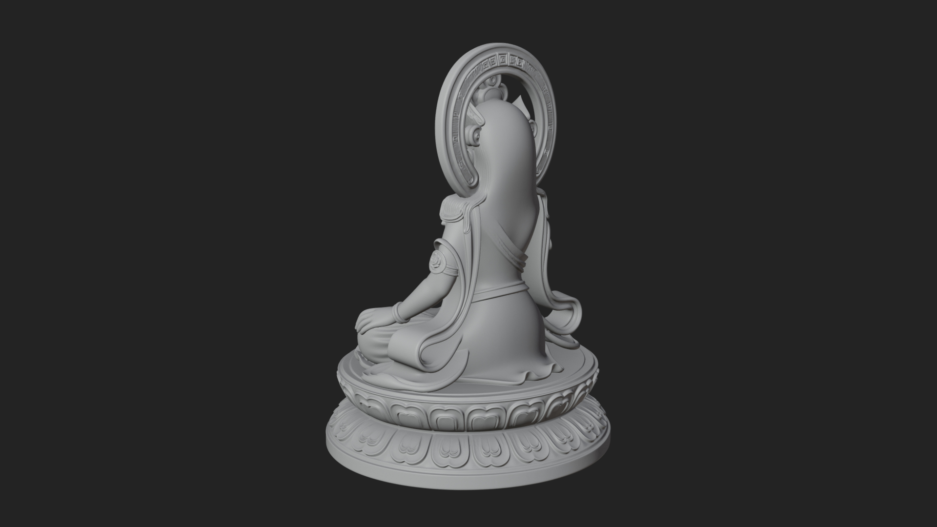 Crowned Bodhisattva Statue Design 17 3D Print Model 3D Model