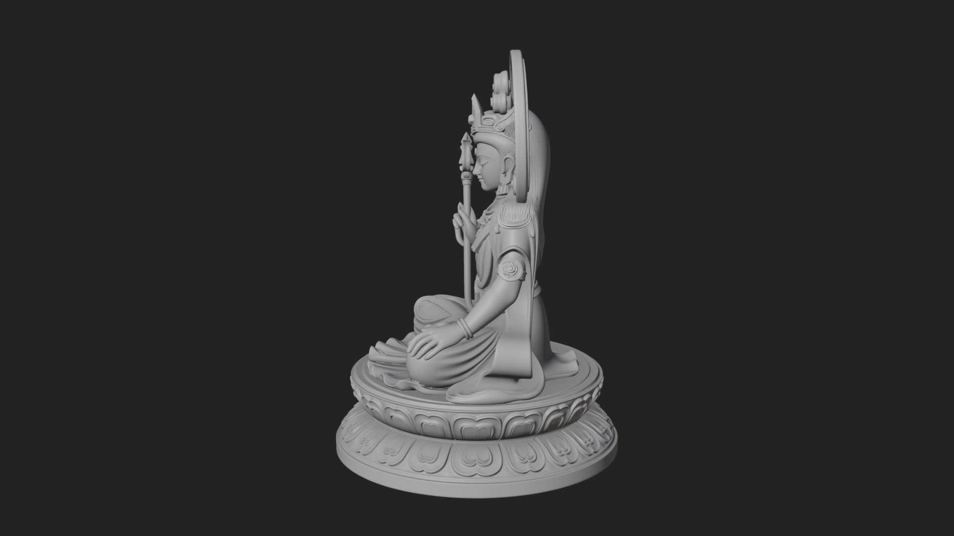 Crowned Bodhisattva Statue Design 17 3D Print Model 3D Model