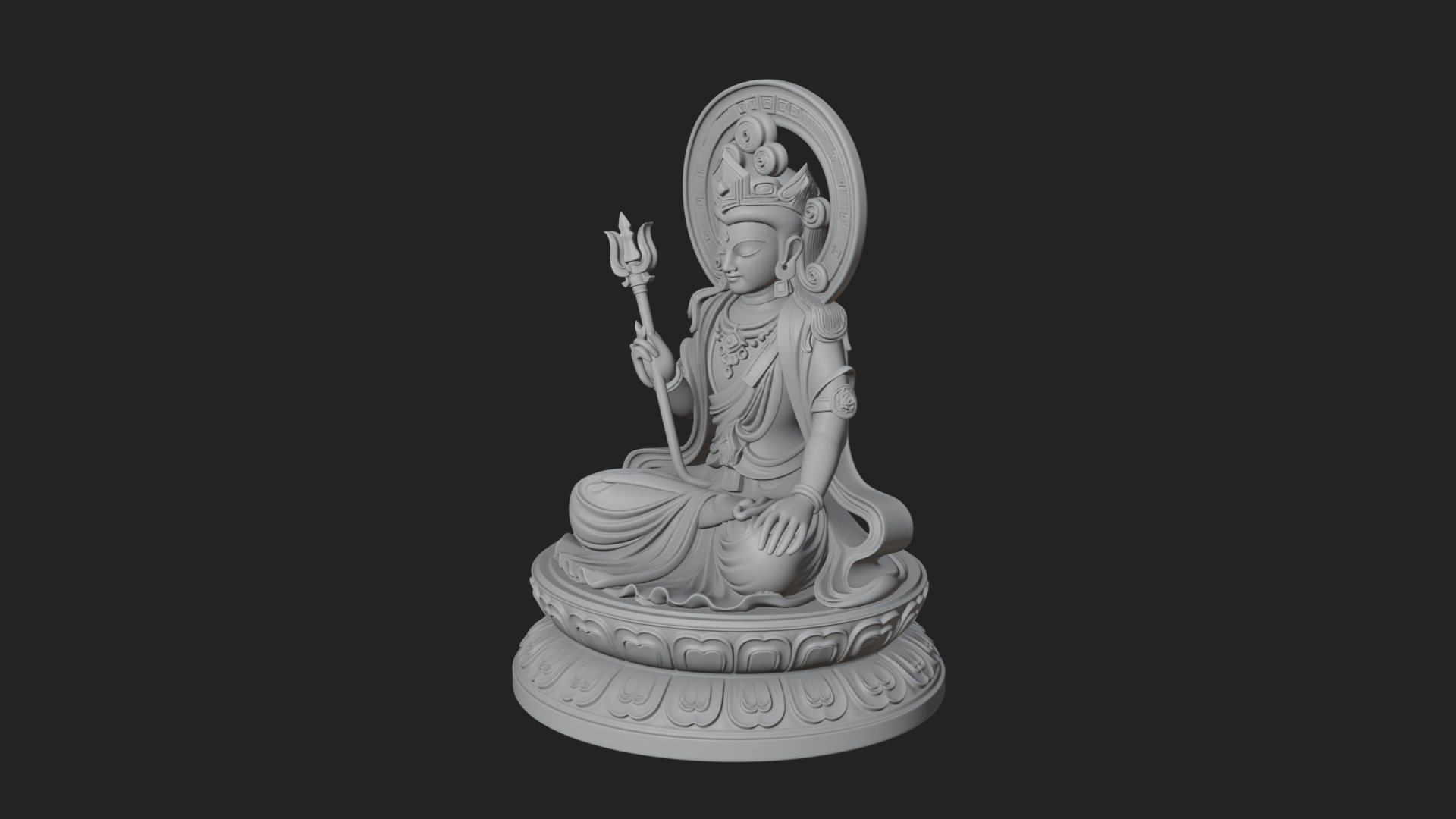 Crowned Bodhisattva Statue Design 17 3D Print Model 3D Model