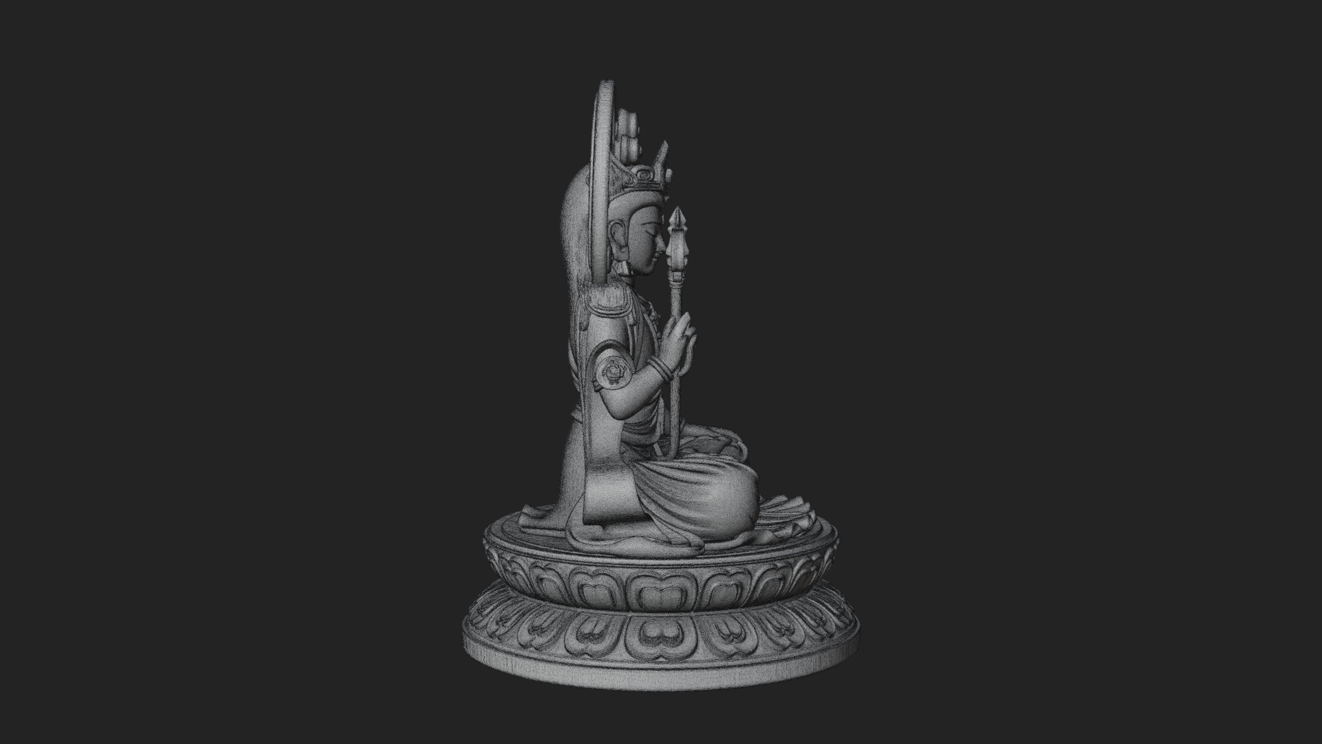 Crowned Bodhisattva Statue Design 17 3D Print Model 3D Model