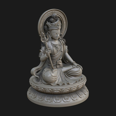 Crowned Bodhisattva Statue Design 17 3D Print Model