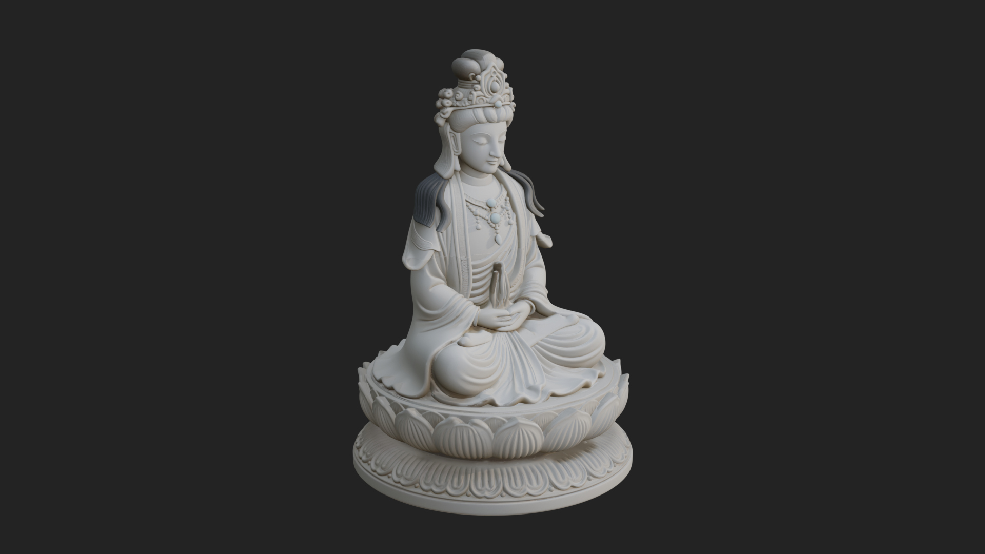 Crowned Bodhisattva Statue Design 18 3D Print Model 3D Model