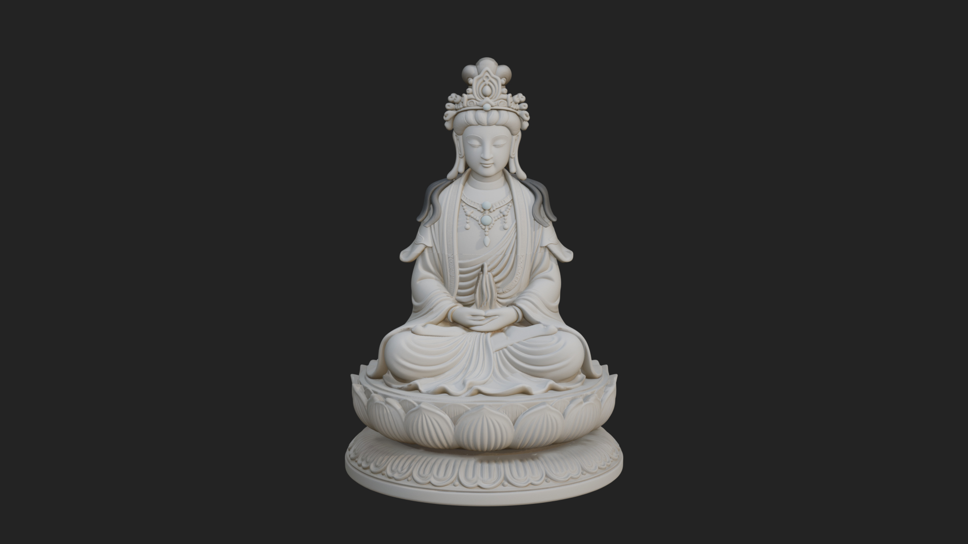 Crowned Bodhisattva Statue Design 18 3D Print Model 3D Model