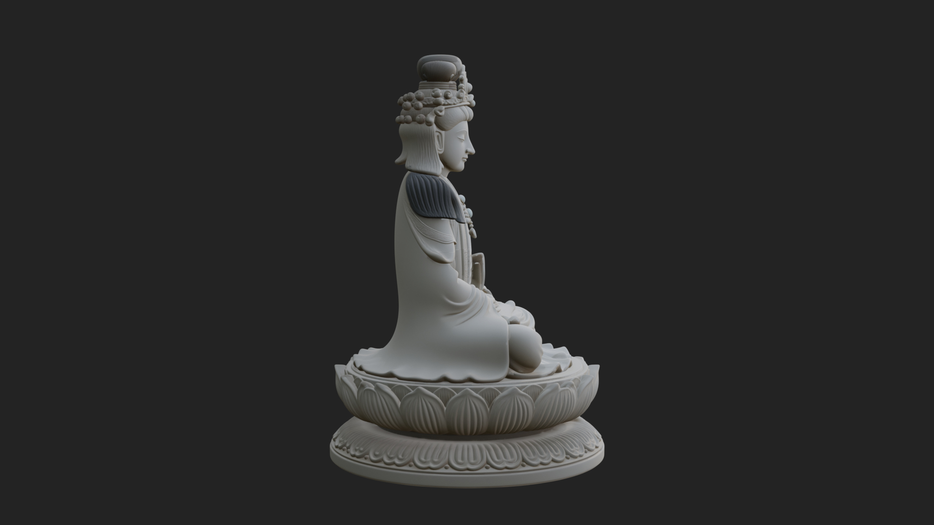 Crowned Bodhisattva Statue Design 18 3D Print Model 3D Model