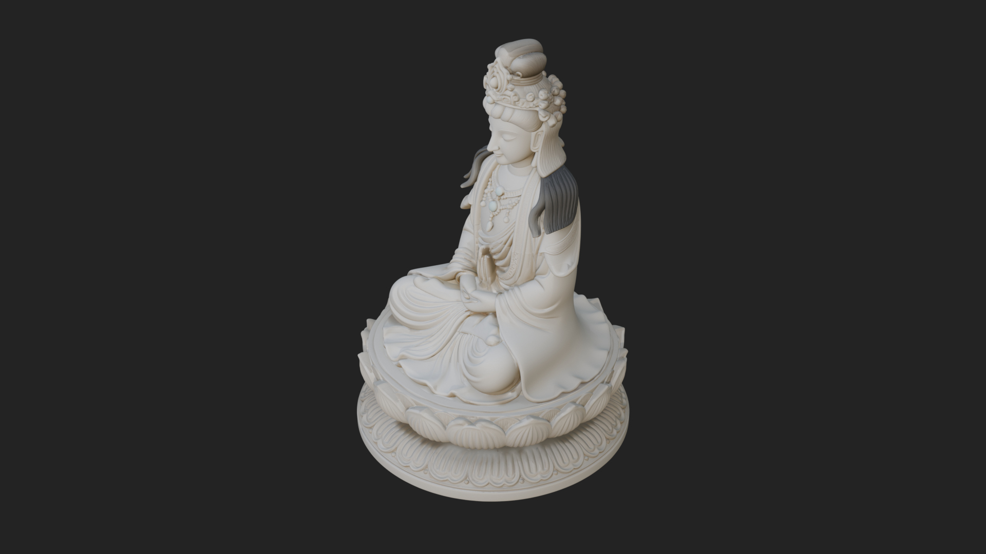 Crowned Bodhisattva Statue Design 18 3D Print Model 3D Model