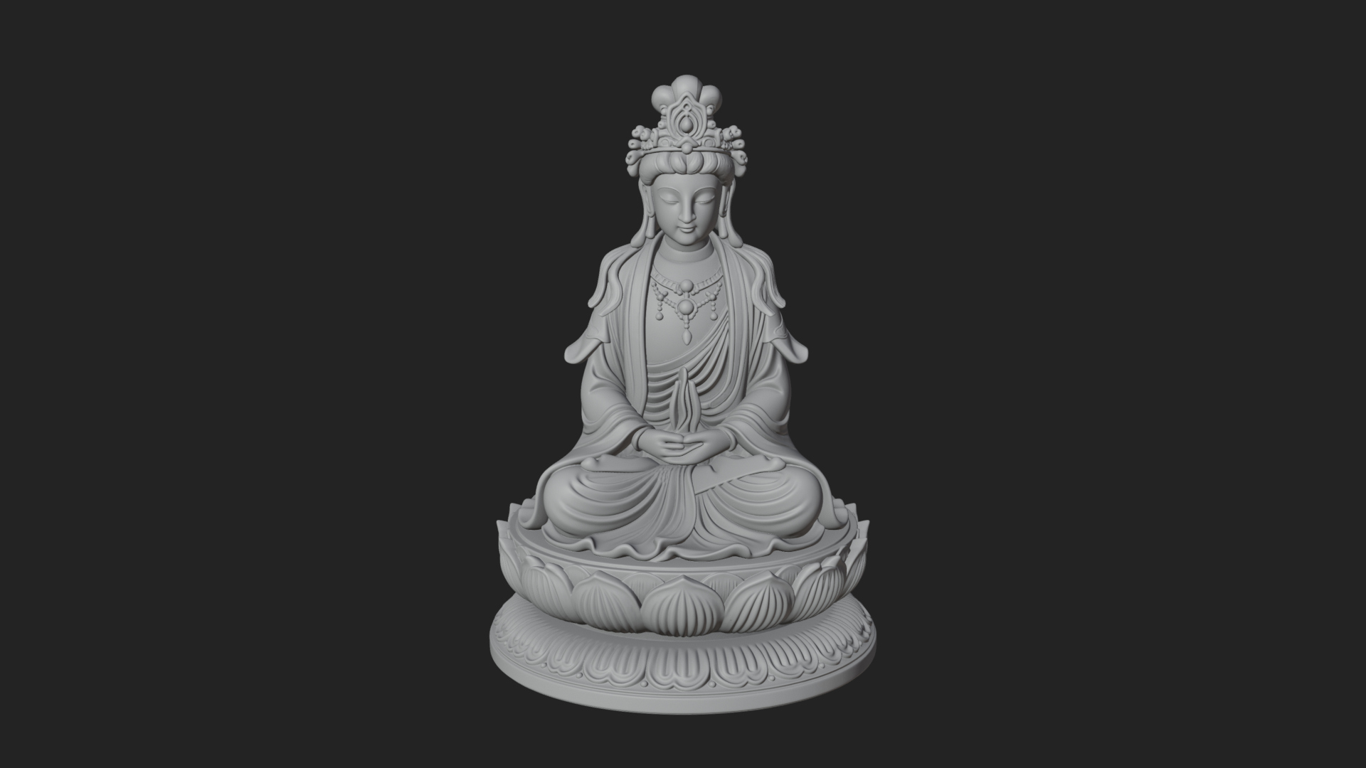 Crowned Bodhisattva Statue Design 18 3D Print Model 3D Model