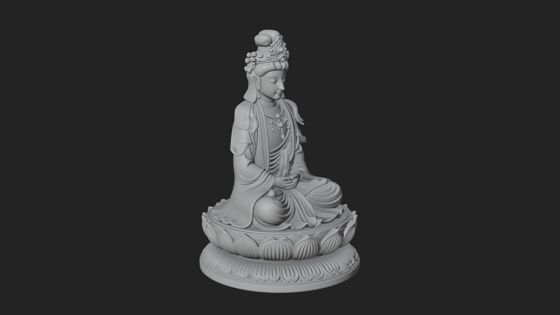Crowned Bodhisattva Statue Design 18 3D Print Model 3D Model