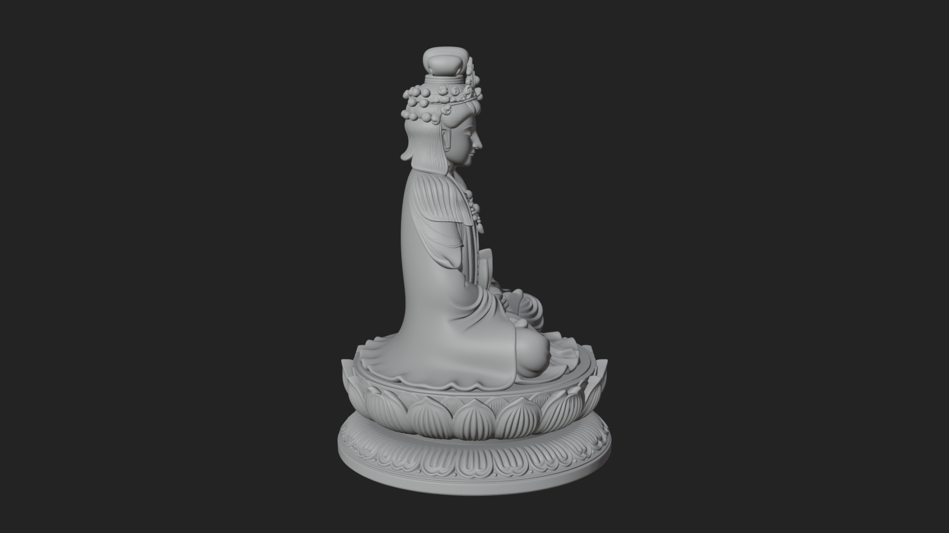 Crowned Bodhisattva Statue Design 18 3D Print Model 3D Model