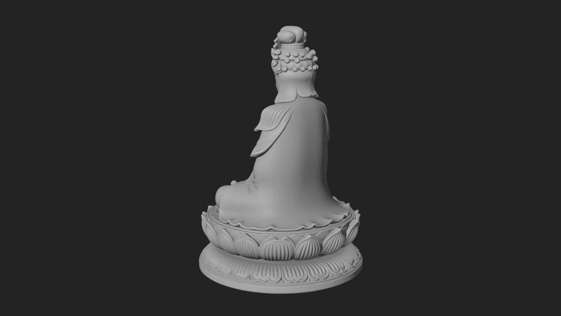 Crowned Bodhisattva Statue Design 18 3D Print Model 3D Model