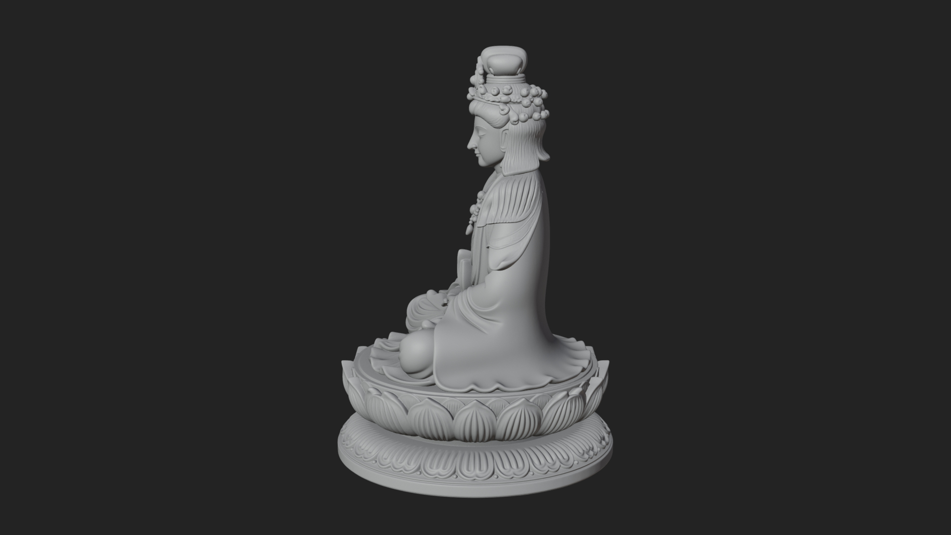 Crowned Bodhisattva Statue Design 18 3D Print Model 3D Model