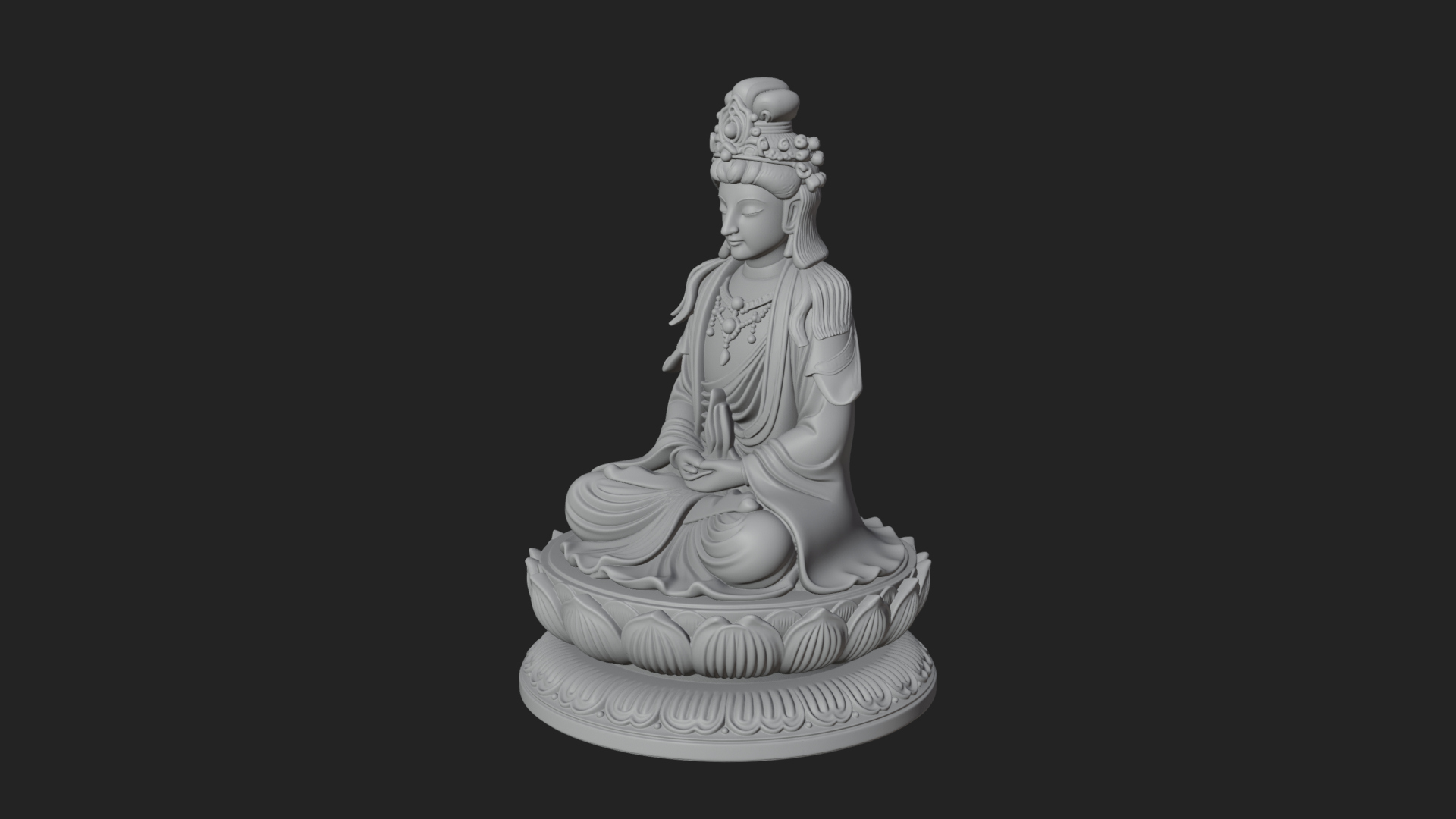 Crowned Bodhisattva Statue Design 18 3D Print Model 3D Model