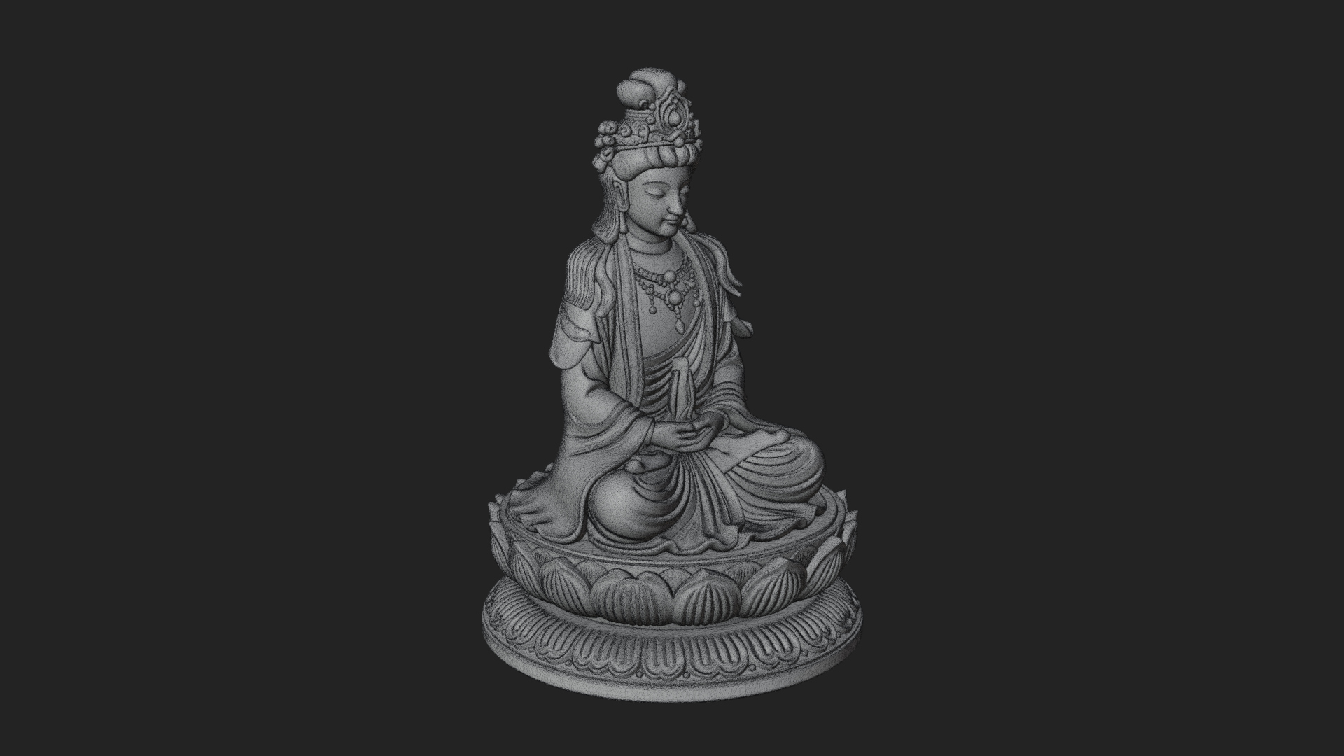 Crowned Bodhisattva Statue Design 18 3D Print Model 3D Model