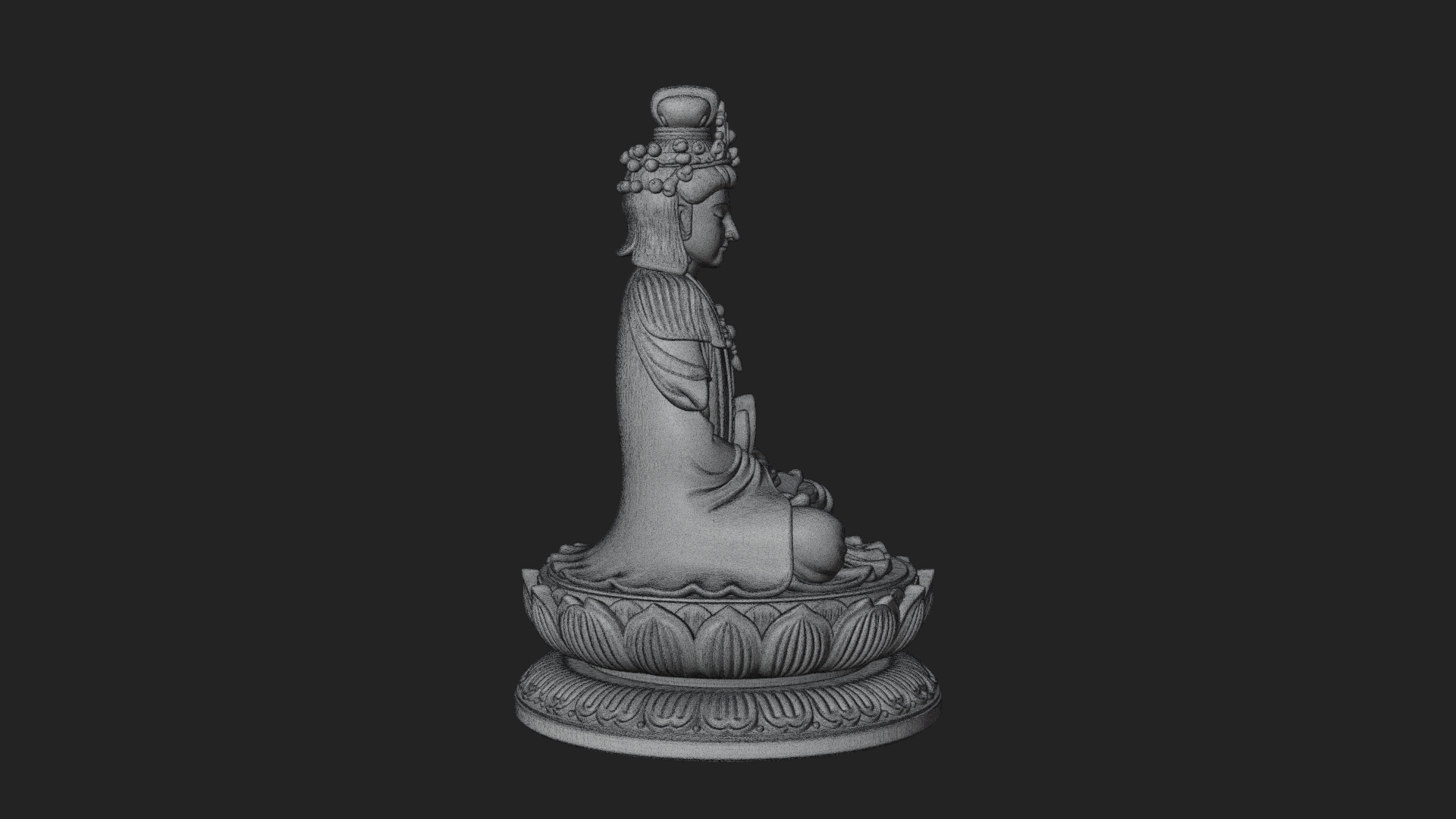 Crowned Bodhisattva Statue Design 18 3D Print Model 3D Model