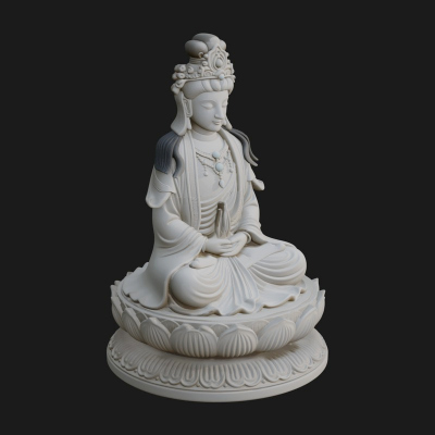 Crowned Bodhisattva Statue Design 18 3D Print Model