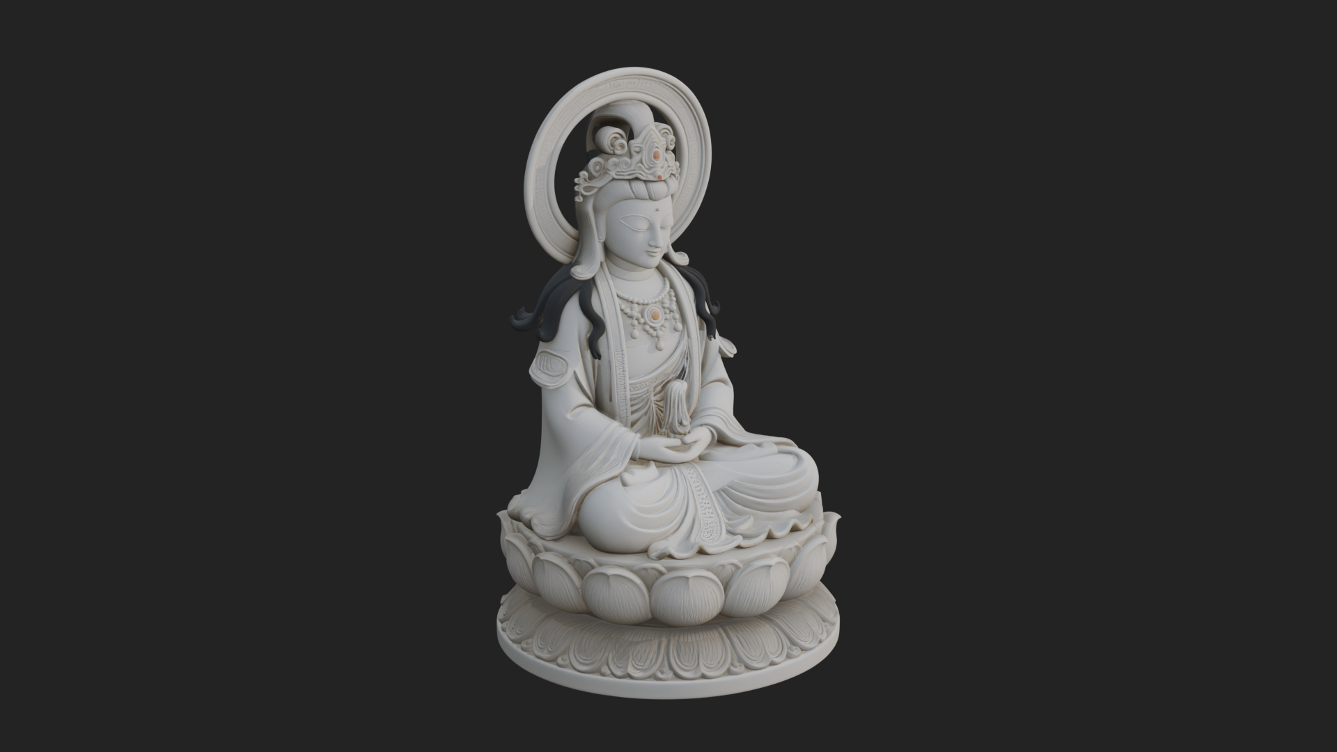Crowned Bodhisattva Statue Design 19 3D Print Model 3D Model