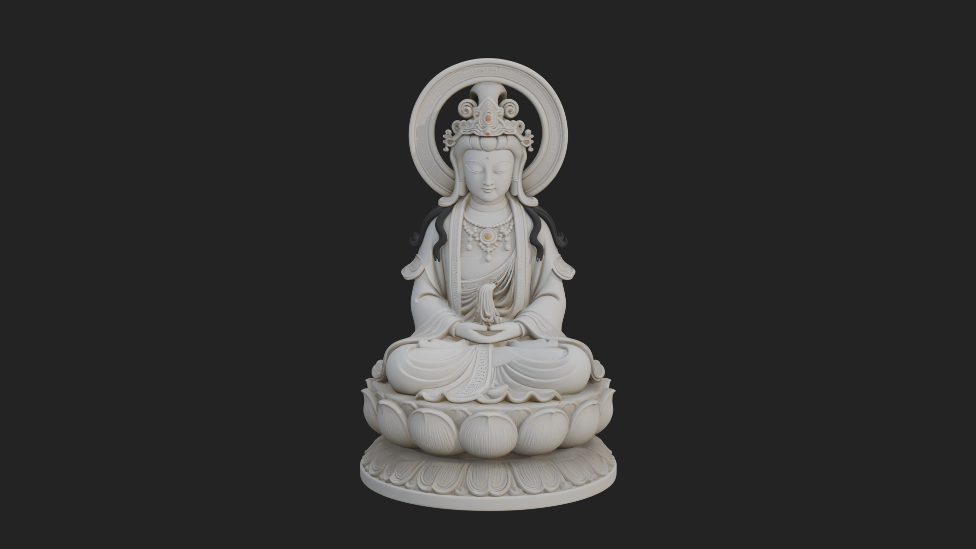 Crowned Bodhisattva Statue Design 19 3D Print Model 3D Model