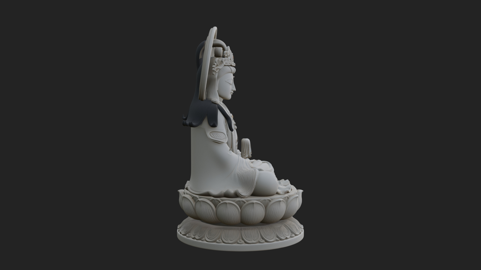 Crowned Bodhisattva Statue Design 19 3D Print Model 3D Model