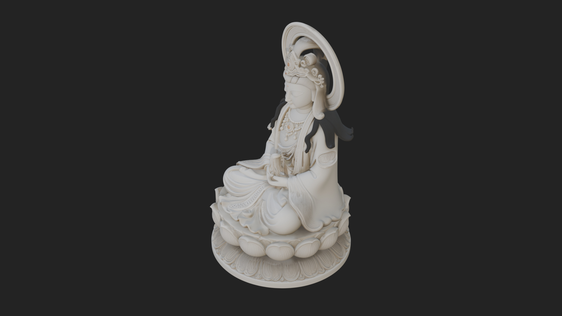 Crowned Bodhisattva Statue Design 19 3D Print Model 3D Model