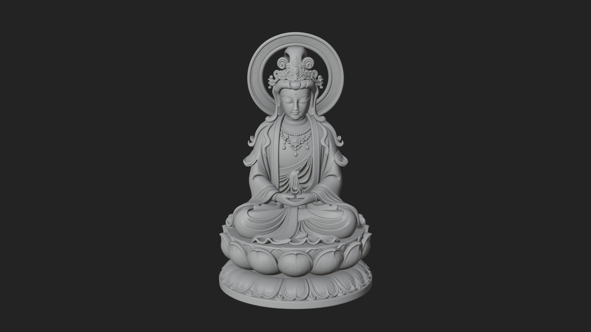 Crowned Bodhisattva Statue Design 19 3D Print Model 3D Model