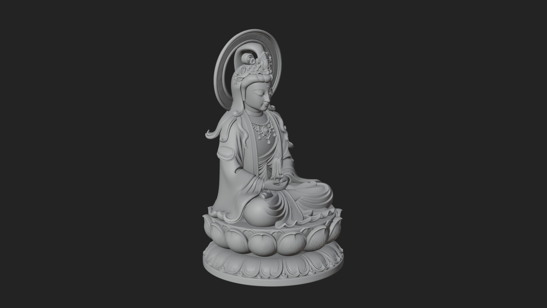 Crowned Bodhisattva Statue Design 19 3D Print Model 3D Model