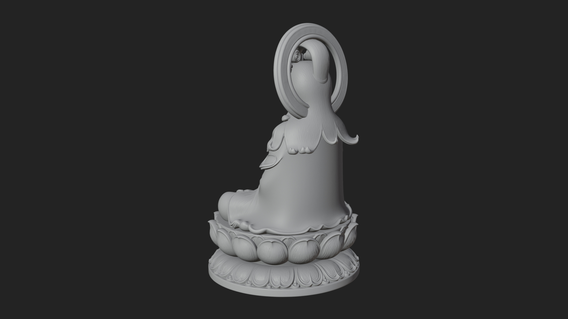 Crowned Bodhisattva Statue Design 19 3D Print Model 3D Model