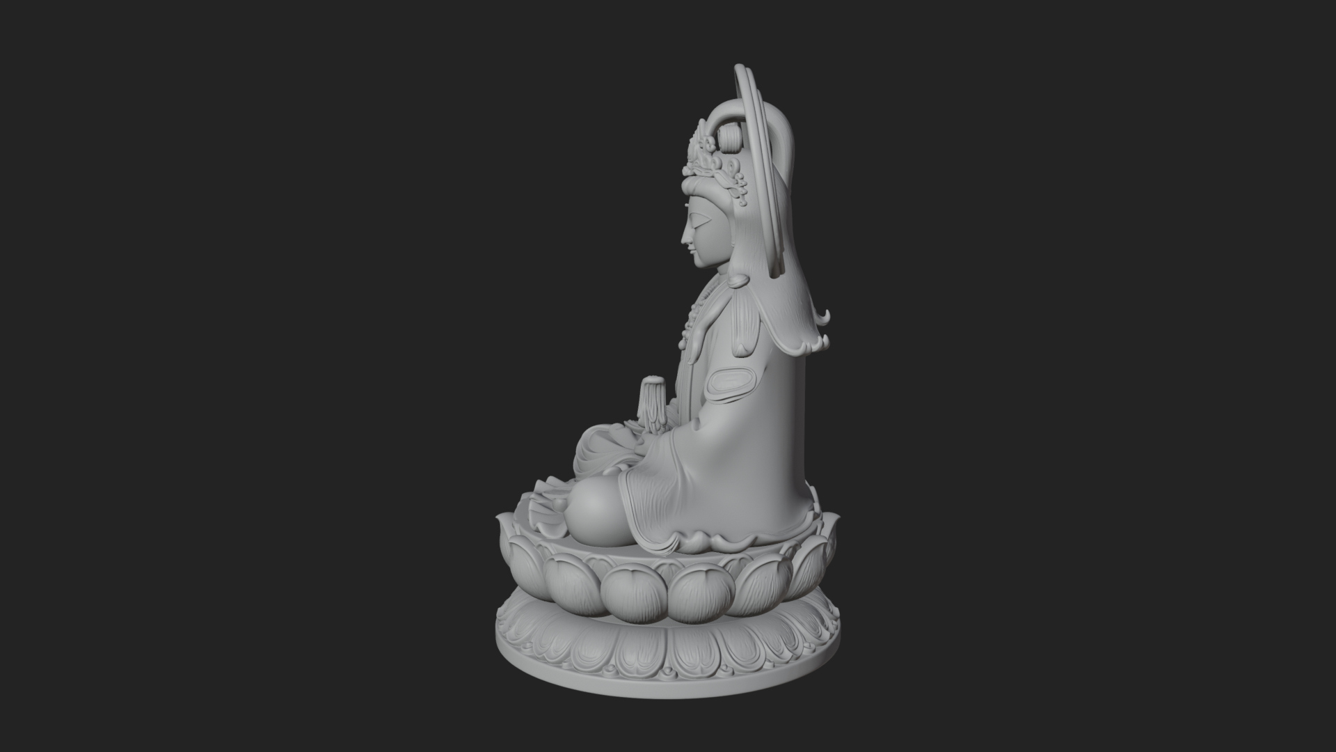 Crowned Bodhisattva Statue Design 19 3D Print Model 3D Model