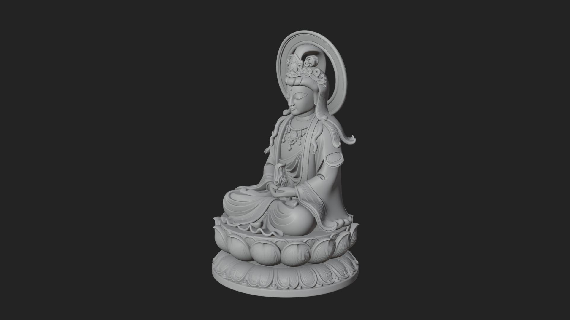 Crowned Bodhisattva Statue Design 19 3D Print Model 3D Model