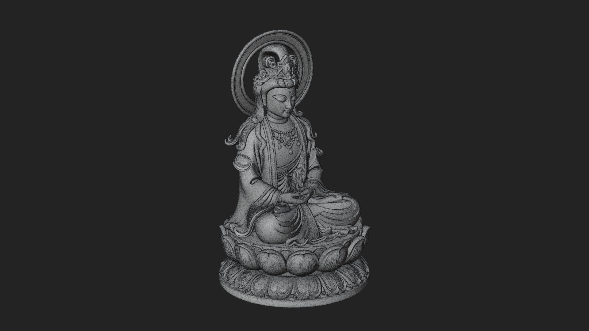Crowned Bodhisattva Statue Design 19 3D Print Model 3D Model