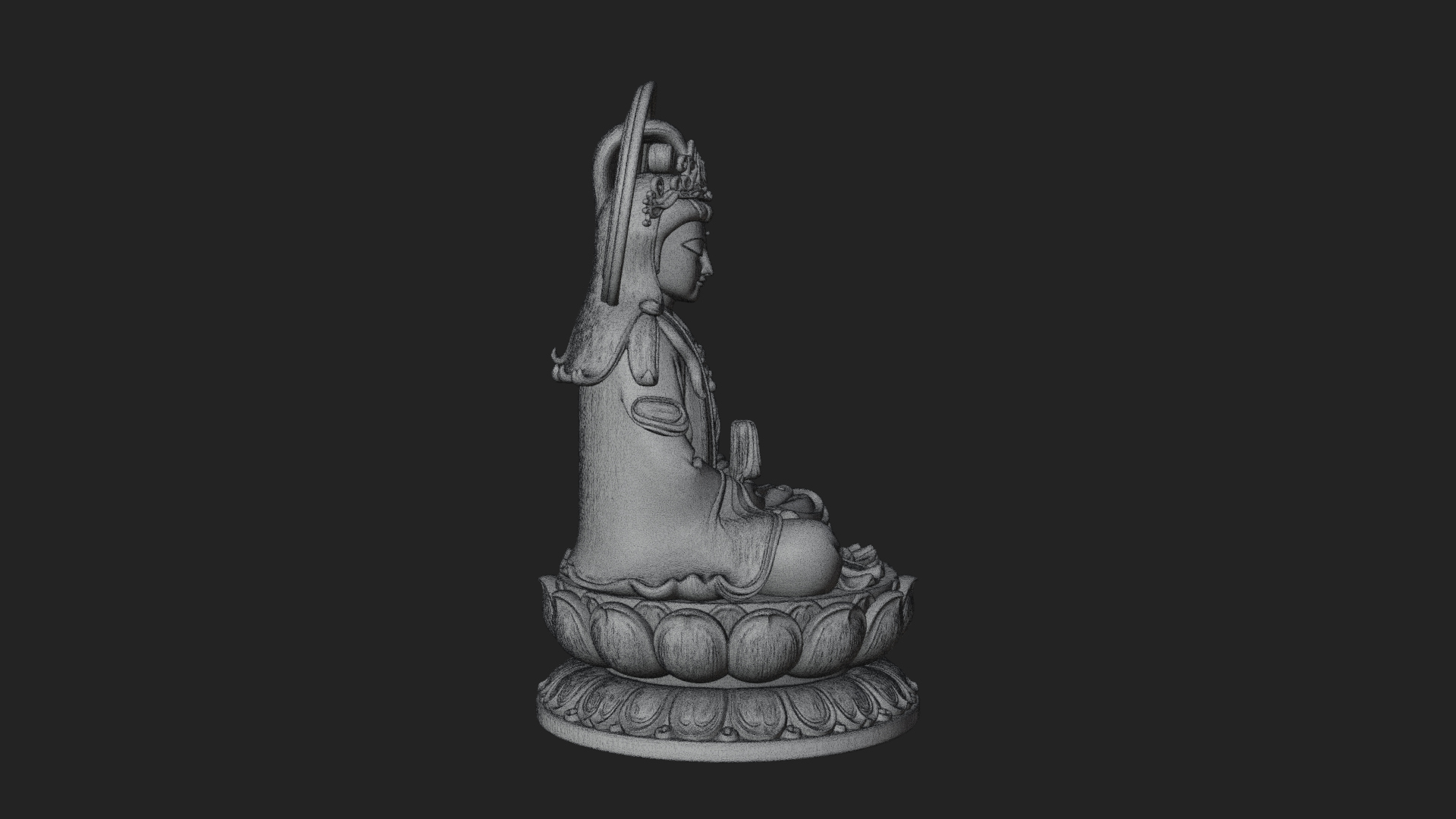 Crowned Bodhisattva Statue Design 19 3D Print Model 3D Model