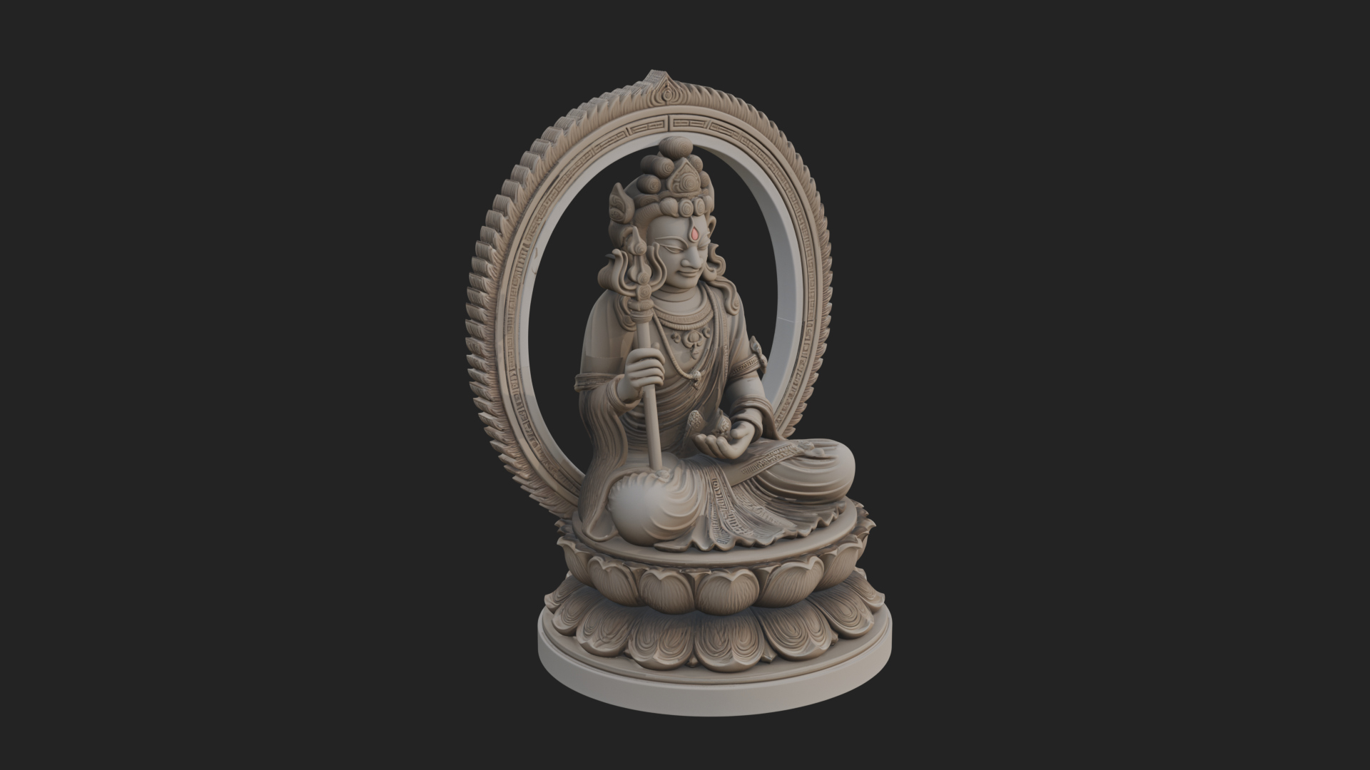 Crowned Bodhisattva Statue Design 2 3D Print Model 3D Model