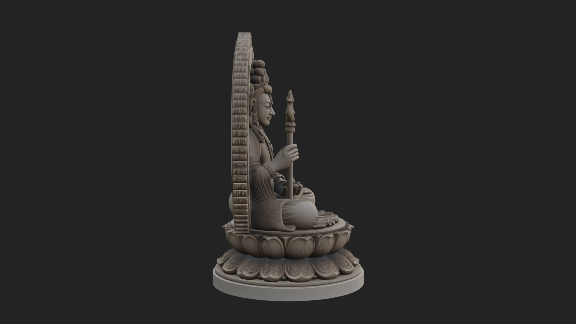 Crowned Bodhisattva Statue Design 2 3D Print Model 3D Model