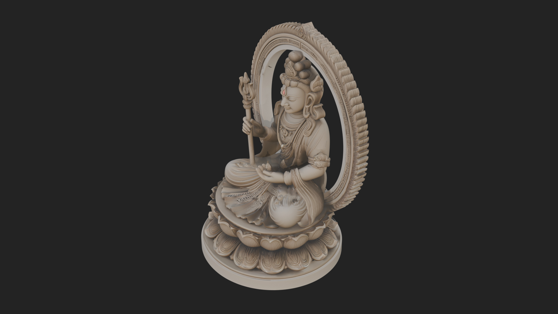 Crowned Bodhisattva Statue Design 2 3D Print Model 3D Model
