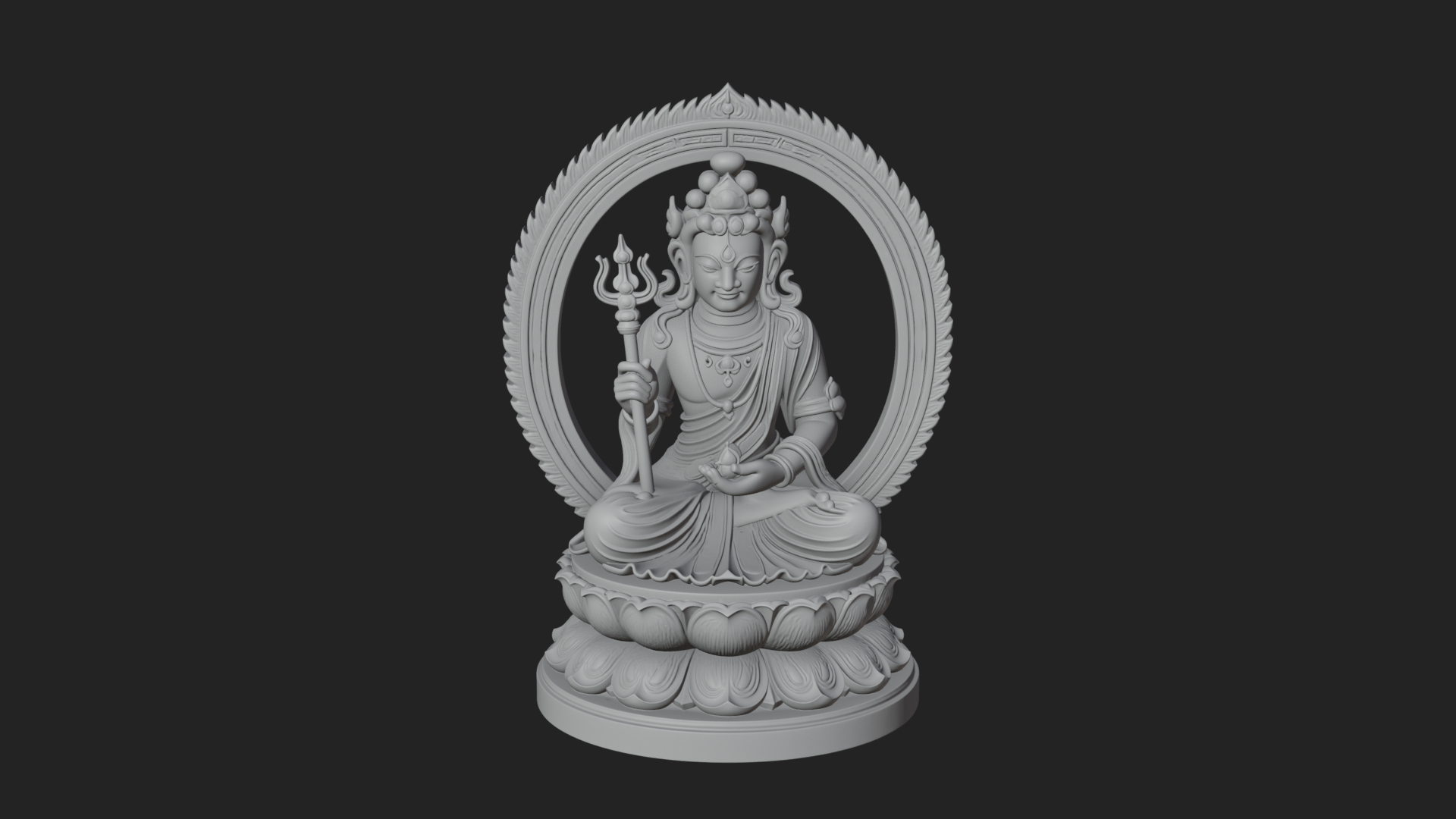 Crowned Bodhisattva Statue Design 2 3D Print Model 3D Model