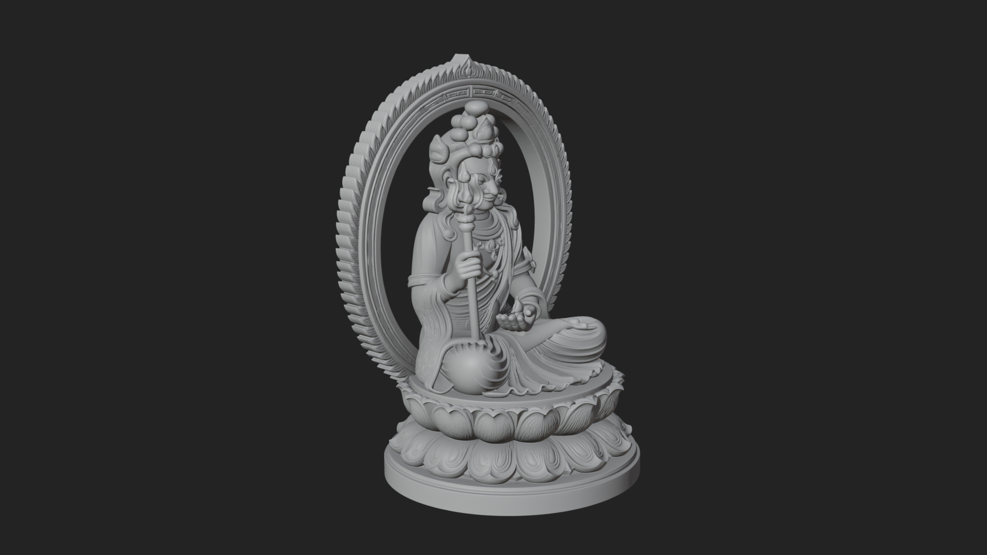 Crowned Bodhisattva Statue Design 2 3D Print Model 3D Model