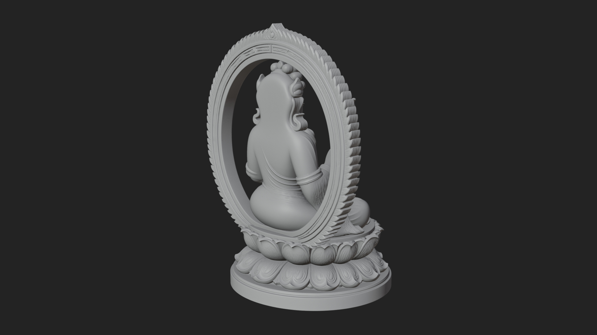 Crowned Bodhisattva Statue Design 2 3D Print Model 3D Model