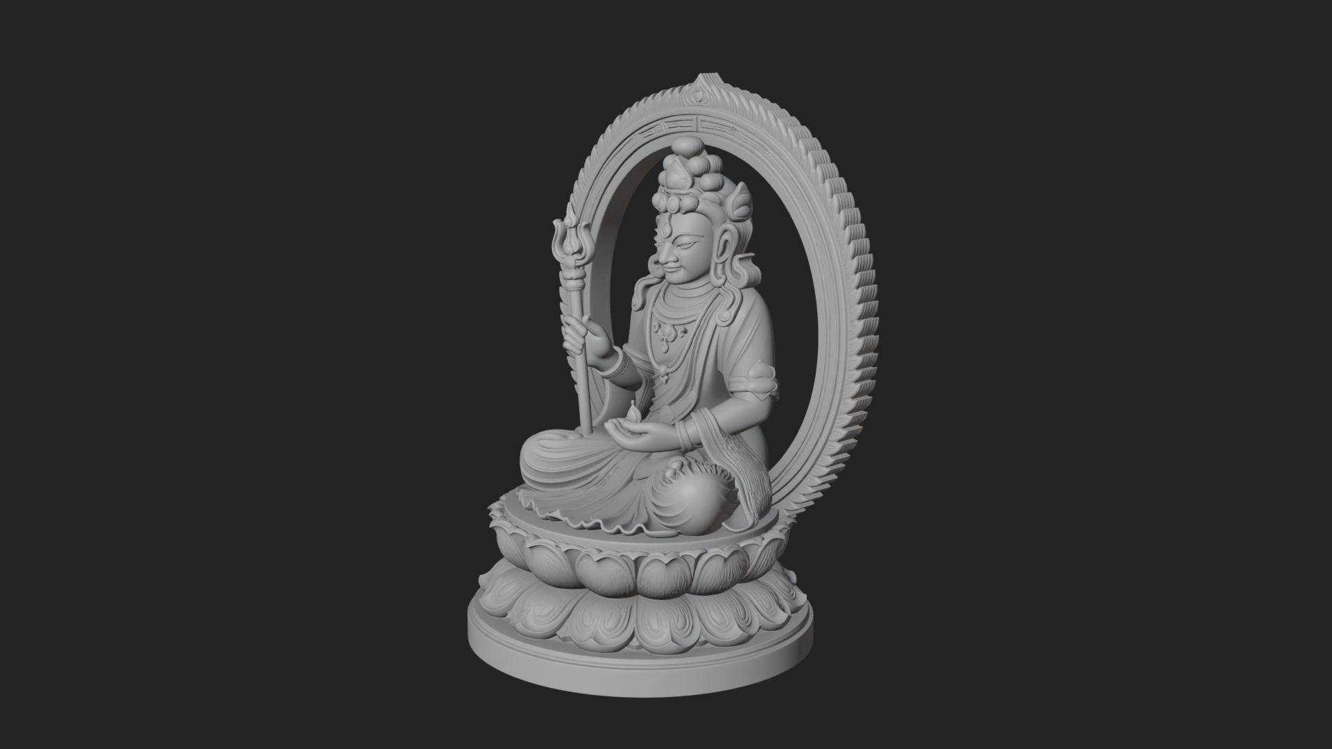 Crowned Bodhisattva Statue Design 2 3D Print Model 3D Model
