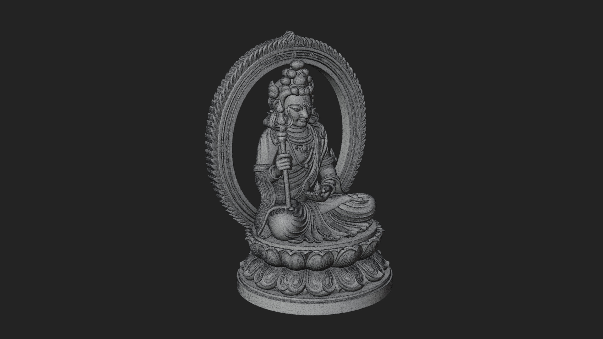 Crowned Bodhisattva Statue Design 2 3D Print Model 3D Model