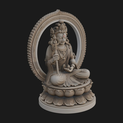 Crowned Bodhisattva Statue Design 2 3D Print Model