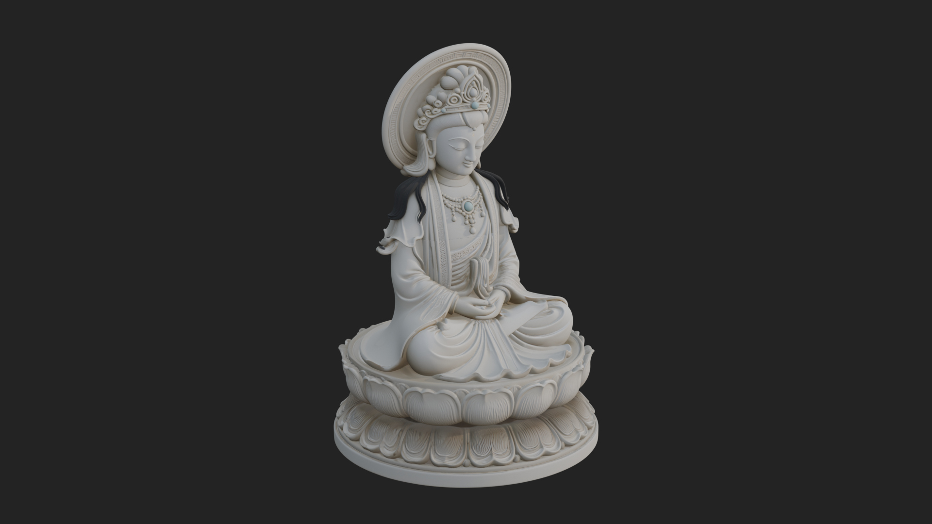 Crowned Bodhisattva Statue Design 20 3D Print Model 3D Model