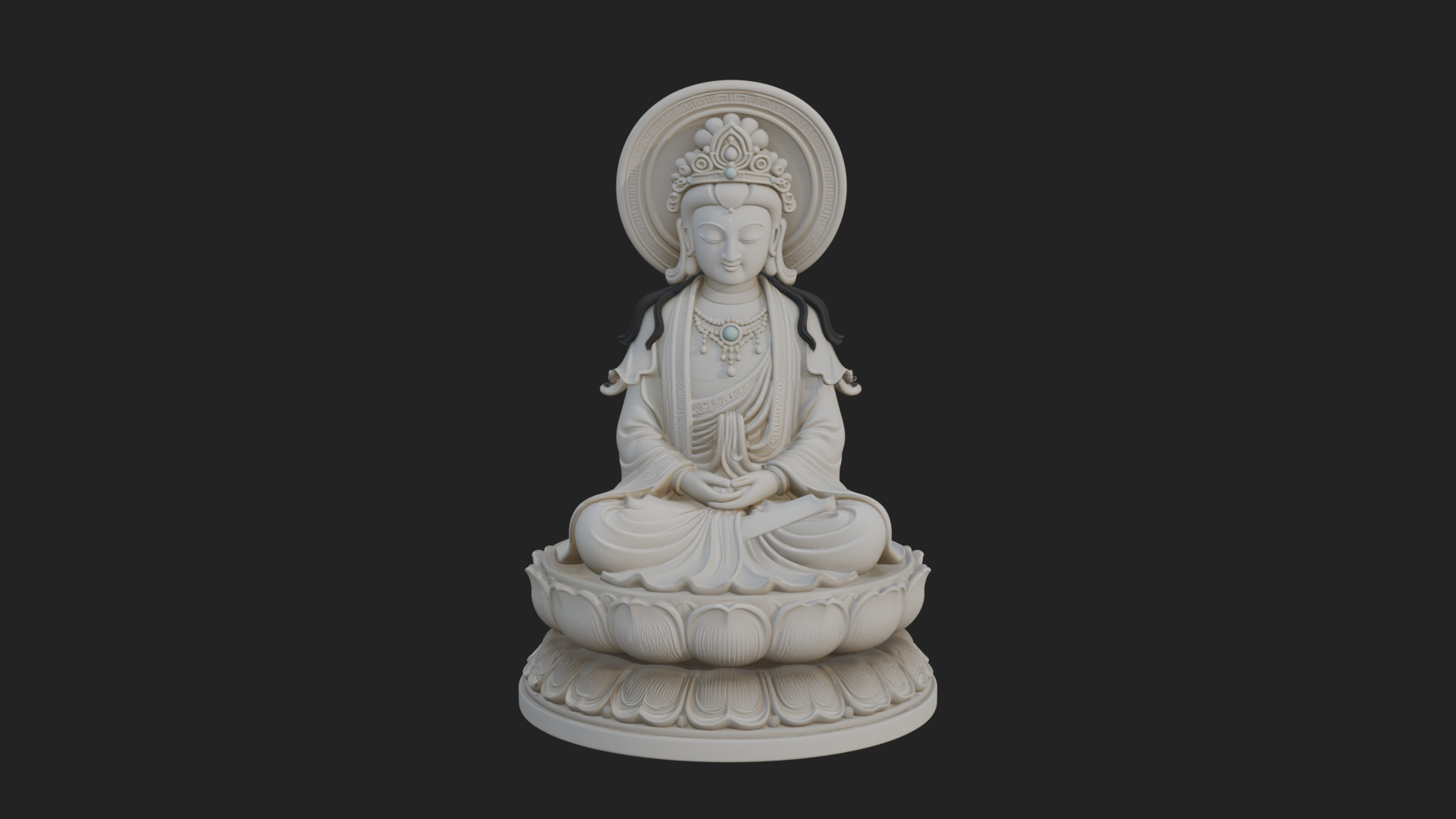 Crowned Bodhisattva Statue Design 20 3D Print Model 3D Model