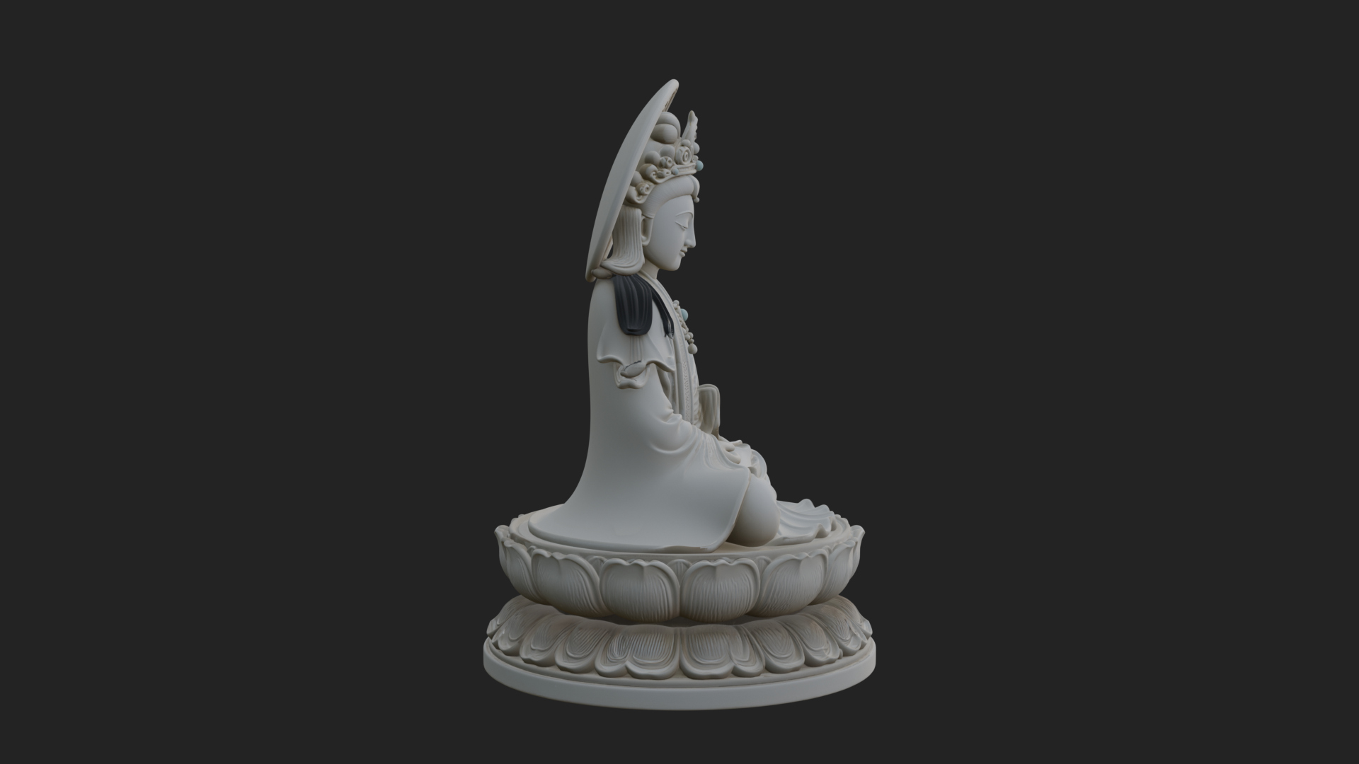 Crowned Bodhisattva Statue Design 20 3D Print Model 3D Model