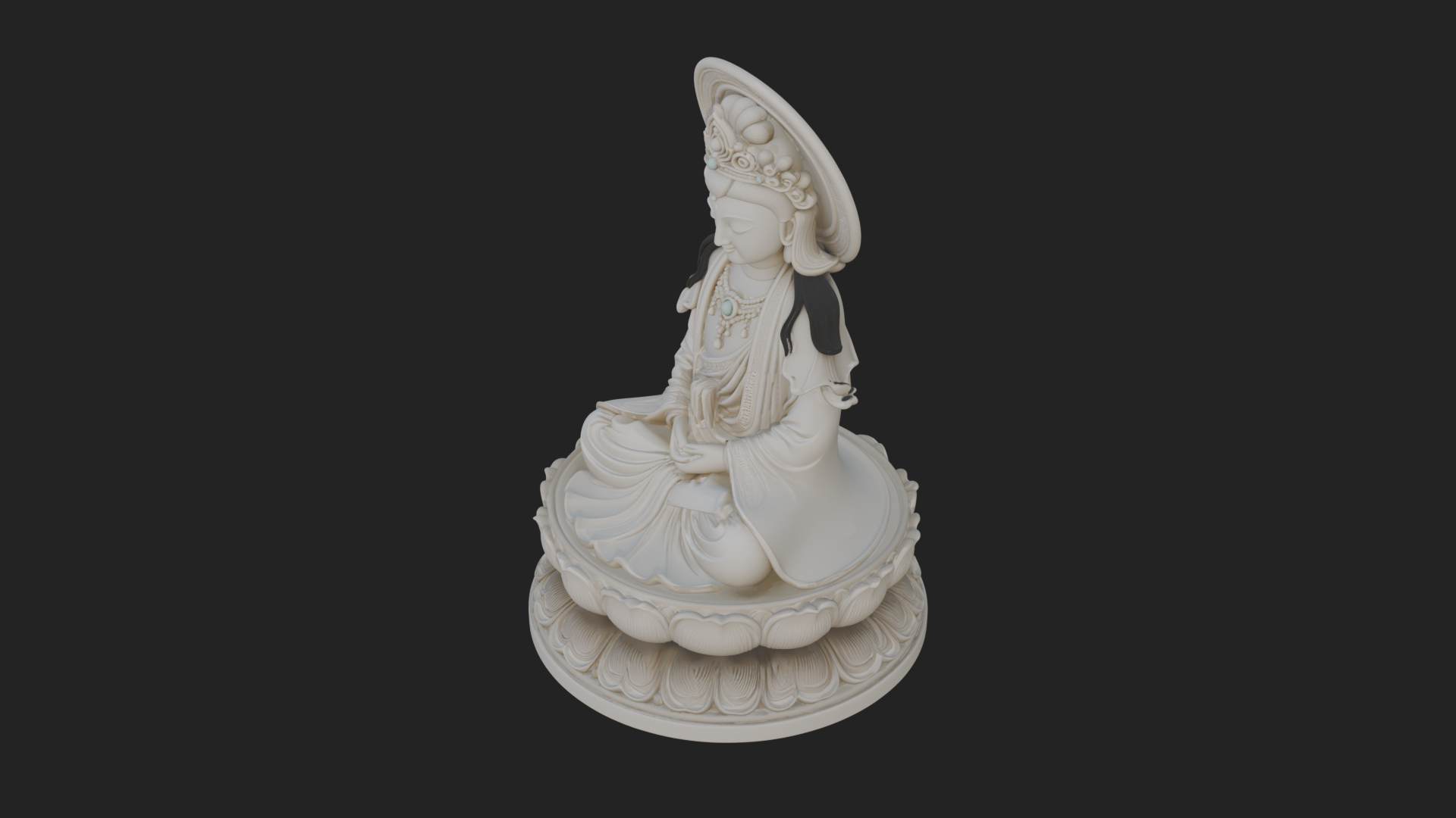 Crowned Bodhisattva Statue Design 20 3D Print Model 3D Model