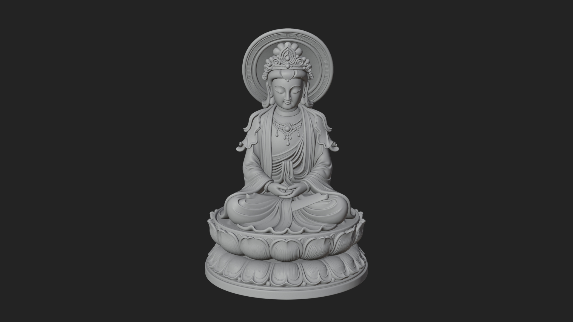 Crowned Bodhisattva Statue Design 20 3D Print Model 3D Model